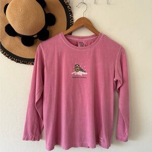 Life is Good Under The Weather Pink Long Sleeve Graphic Tee Small